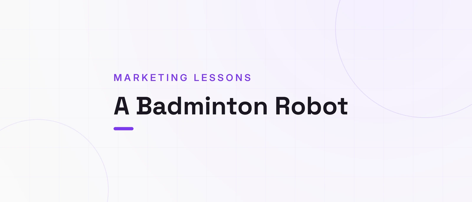 A Badminton Robot, MARKETING LESSONS
