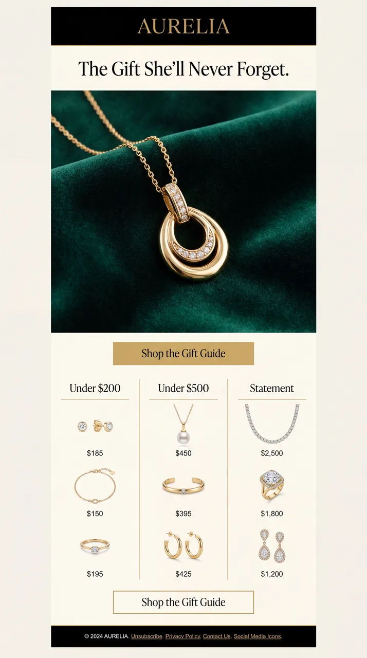 Aurelia jewelry gift guide email