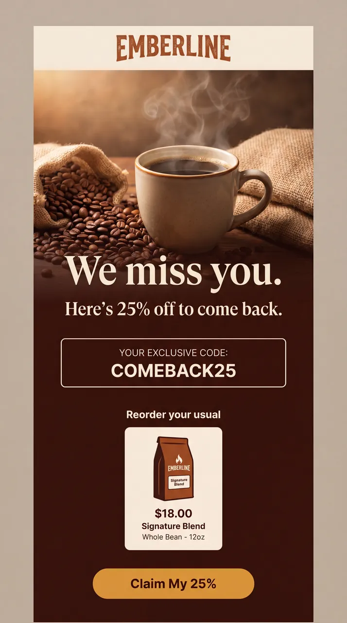 Emberline coffee win-back email
