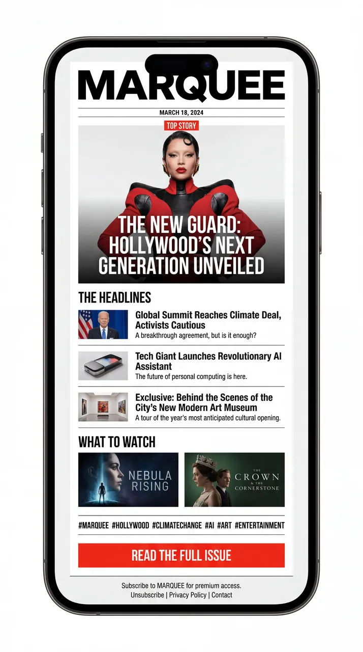 MARQUEE news and entertainment newsletter email creative