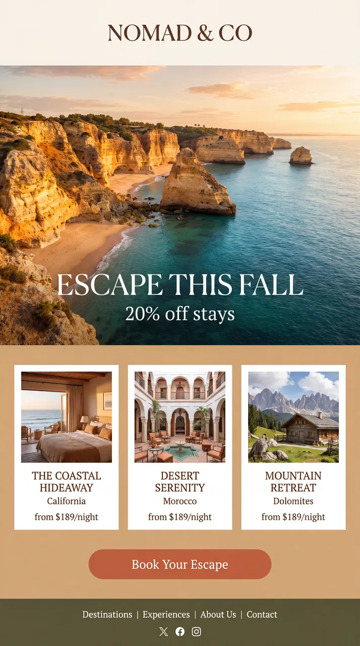 Nomad & Co travel seasonal offer email