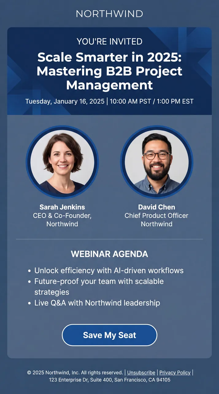 Northwind B2B webinar invite email