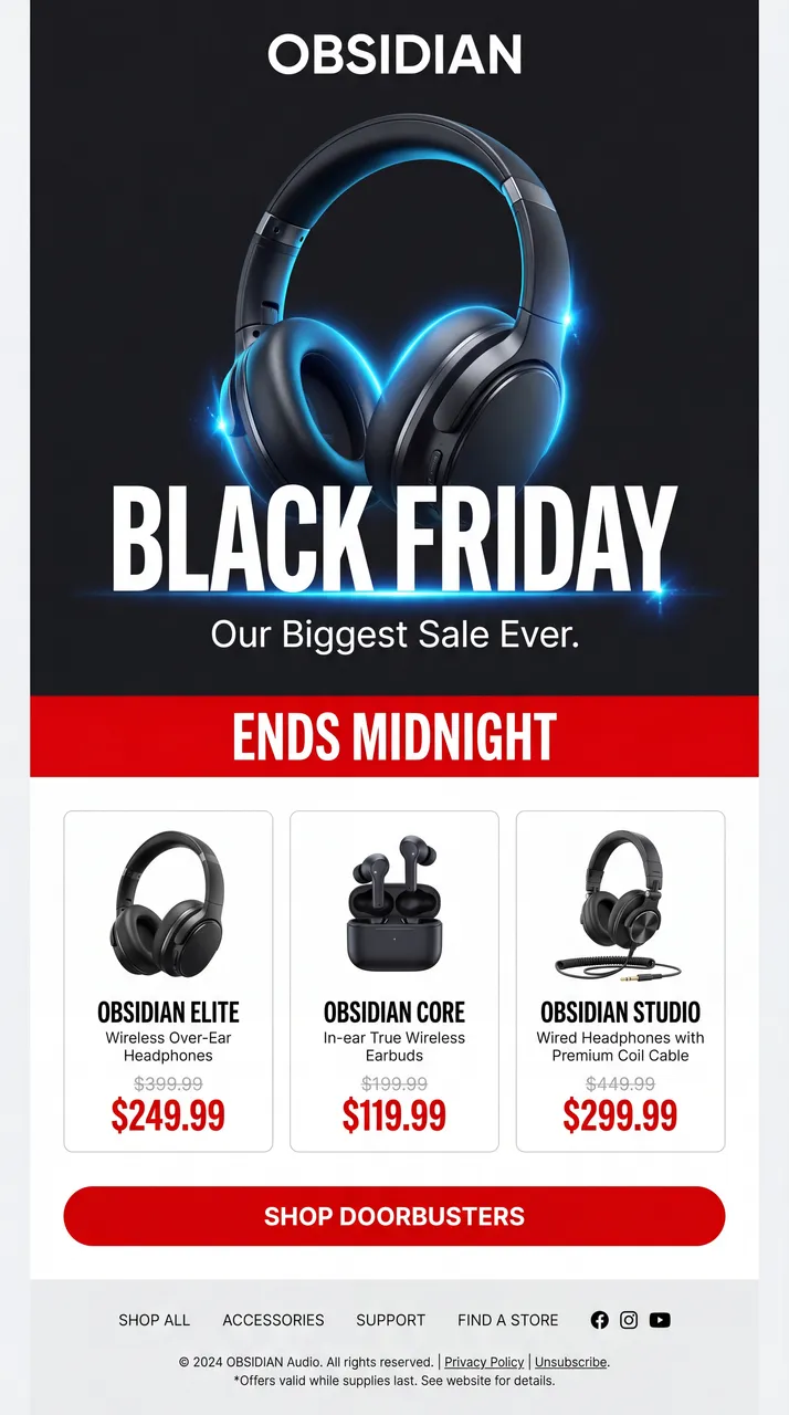 Obsidian audio Black Friday email