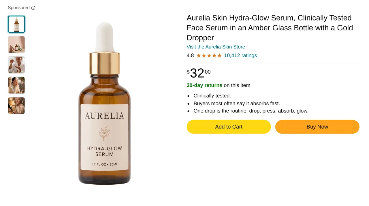 Aurelia Hydra-Glow Serum Amazon ad