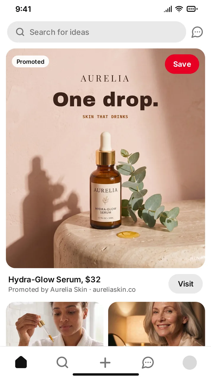 Aurelia Hydra-Glow Serum Pinterest ad