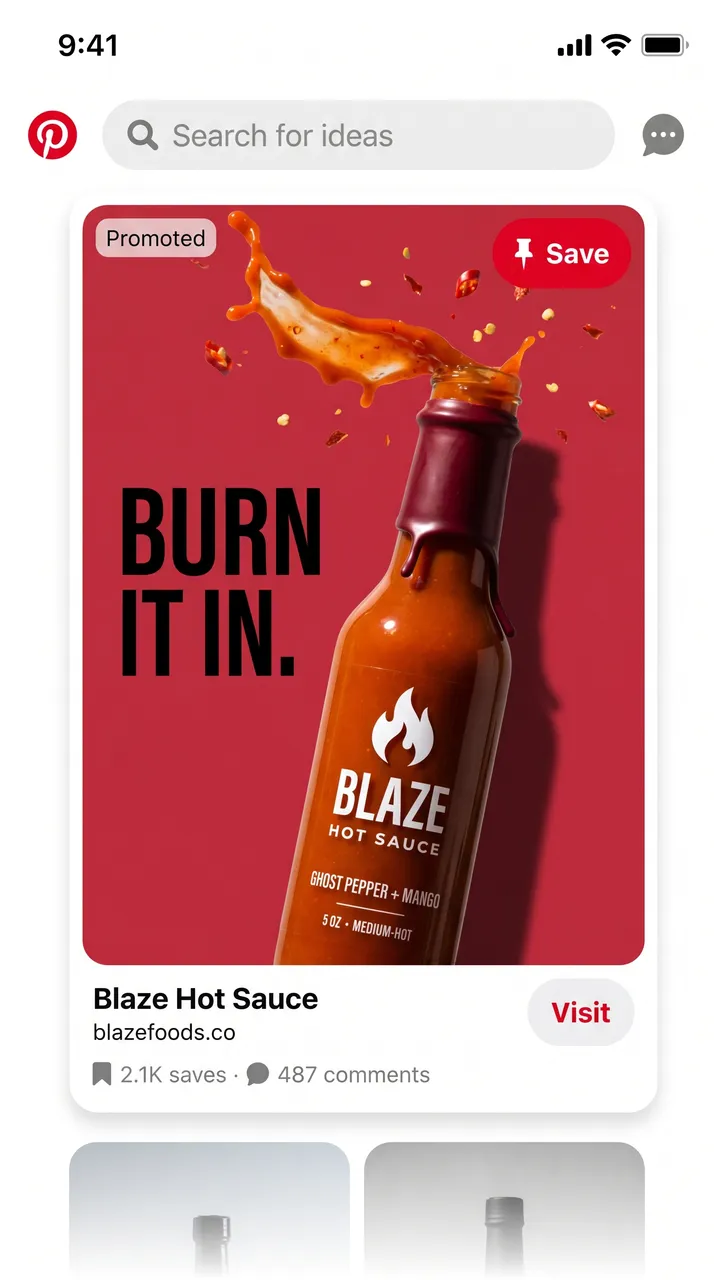 Blaze hot sauce Pinterest ad
