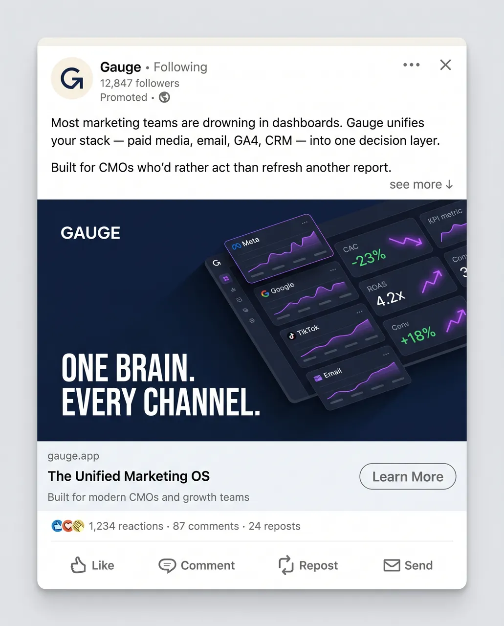 Gauge SaaS LinkedIn ad
