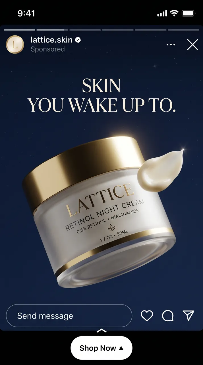Lattice Retinol Cream Instagram Story ad