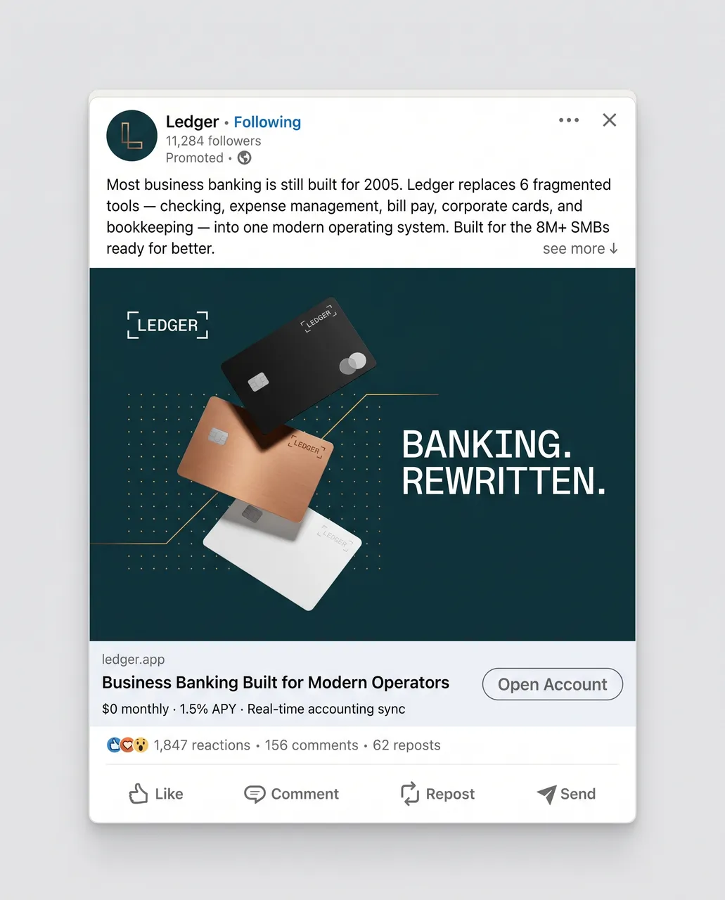Ledger B2B fintech LinkedIn ad