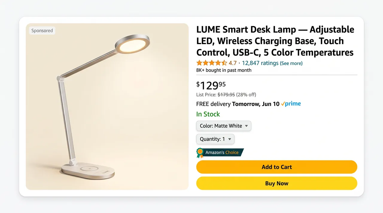 Lume smart desk lamp Amazon ad