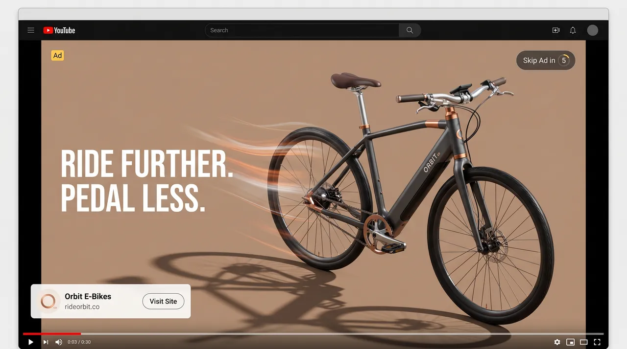 Orbit e-bike YouTube ad