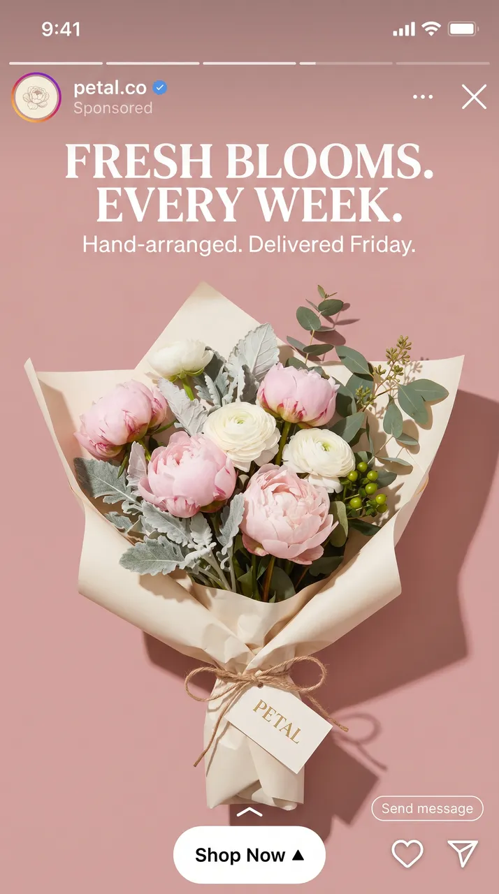 Petal florist Instagram Story ad