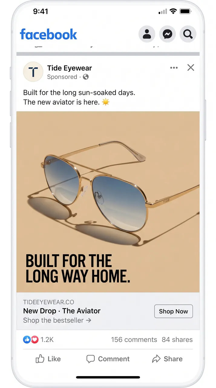 Tide Eyewear Facebook ad